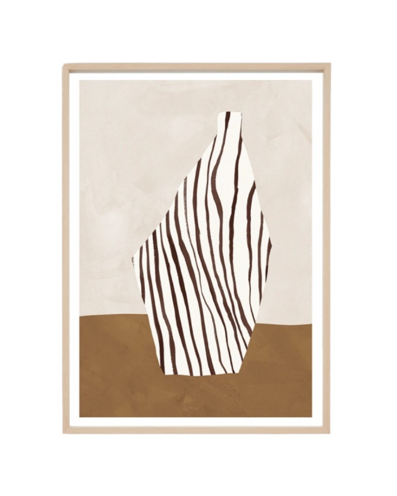 Abstract Ceramic Nutmeg 2 Print 62cm x 86cm - Light Timber Frame