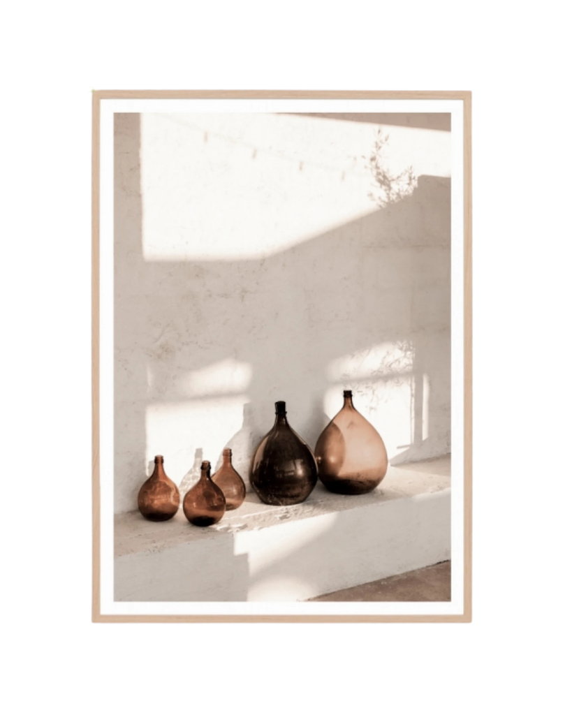 [MON-AMBVEG4] Amber Vessels Print 87cm x 122cm - Light Timber Frame