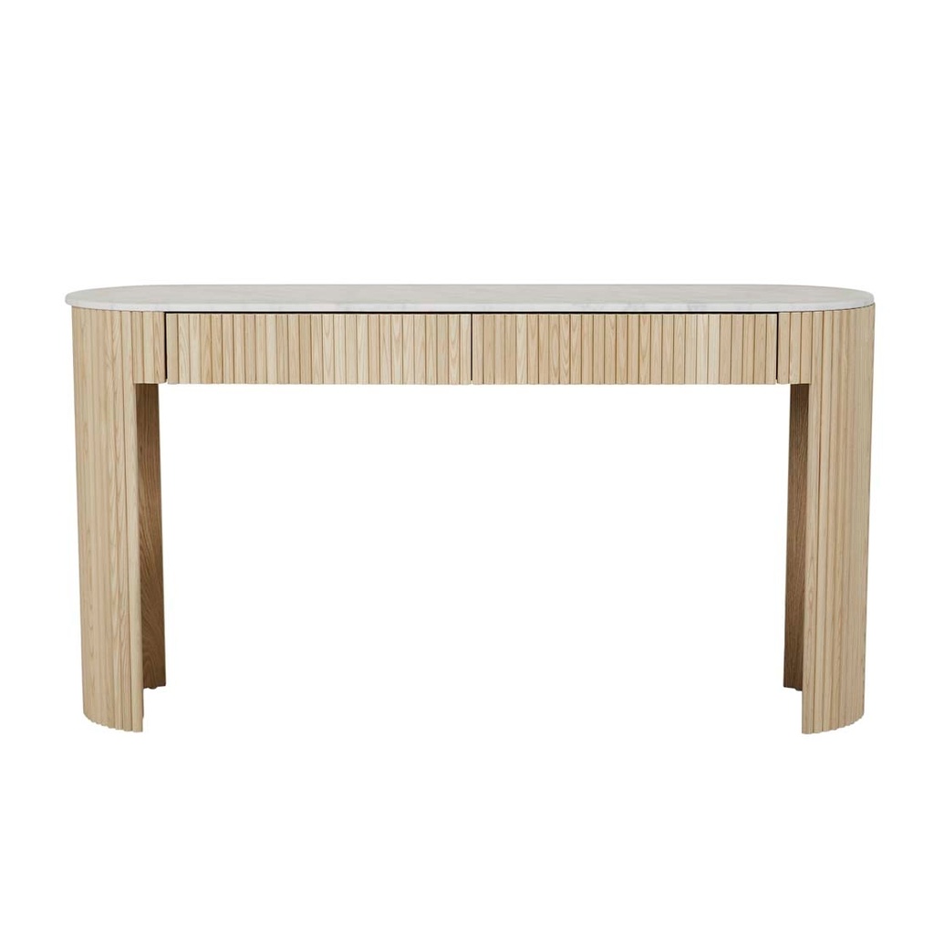 [BENJAMIN-RIPPLE-GRAND-MARBLE-CONSOLE-MATT-WHITE-MARBLE-NATURAL-ASH-CONS-BEN-RIP-GRD-MAR-NATURAL-ASH] Benjamin Ripple Grand Marble Console - Matt White Marble - Natural Ash