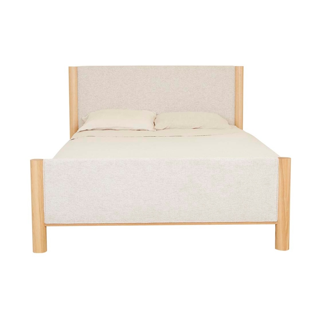 Artie Upholstered Bed - Rice - Natural Ash