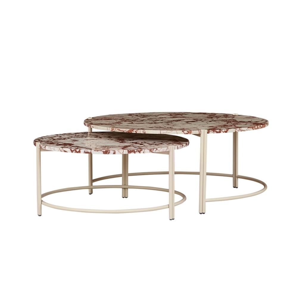 [ATLAS-TWIN-NEST-OF-2-COFFEE-TABLES-SATIN-CALACUTTA-ROSA-WARM-CLAY-CTO-ATLAS-TWIN-NEST] Atlas Twin Nest of 2 Coffee Tables - Satin Calacutta Rosa - Warm Clay