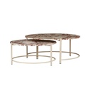 Atlas Twin Nest of 2 Coffee Tables - Satin Calacutta Rosa - Warm Clay