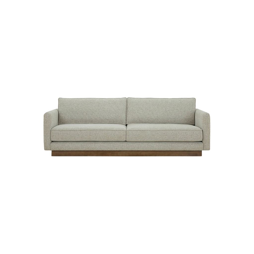 Camino Layer 3 Seater Sofa - Frosted Beige - Walnut Stained