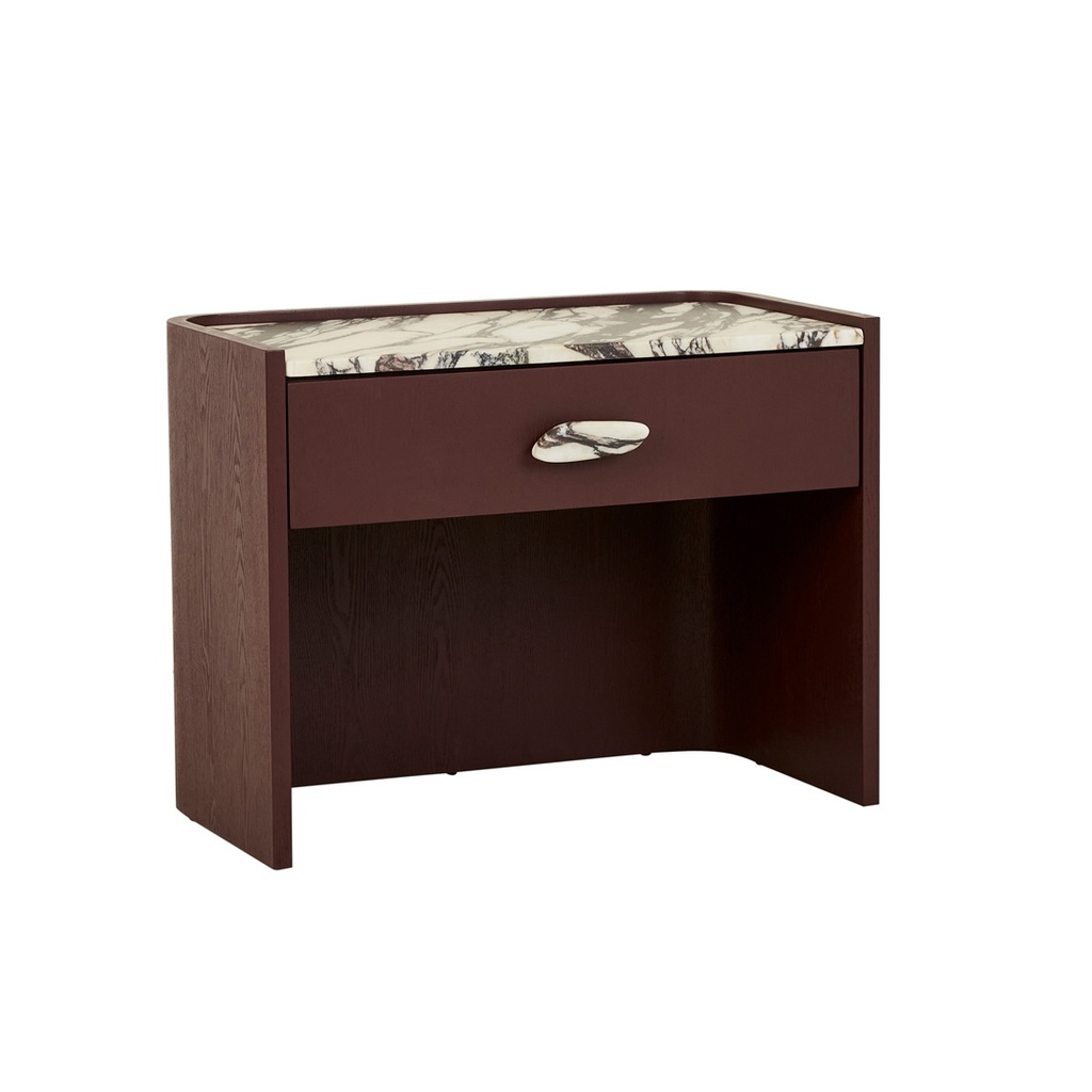 [ELSIE-VIOLA-MARBLE-SHIRAZ-SIDE-ELSIE-LG-SHIRAZ] Elsie 1 Drawer Large Bedside - Viola Marble - Shiraz