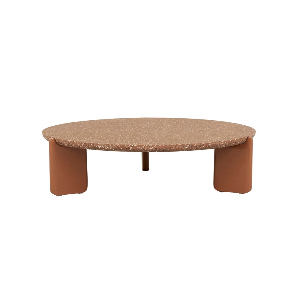 [LIVORNO-STRATA-ROUND-COFFEE-TABLE-BRICK-TERRAZZO-GLOSS-TERRACOTTA-CTO-LIV-STA-RND-GLOSS-TERRACOTTA] Livorno Strata Round Coffee Table - Brick Terrazzo - Gloss Terracotta