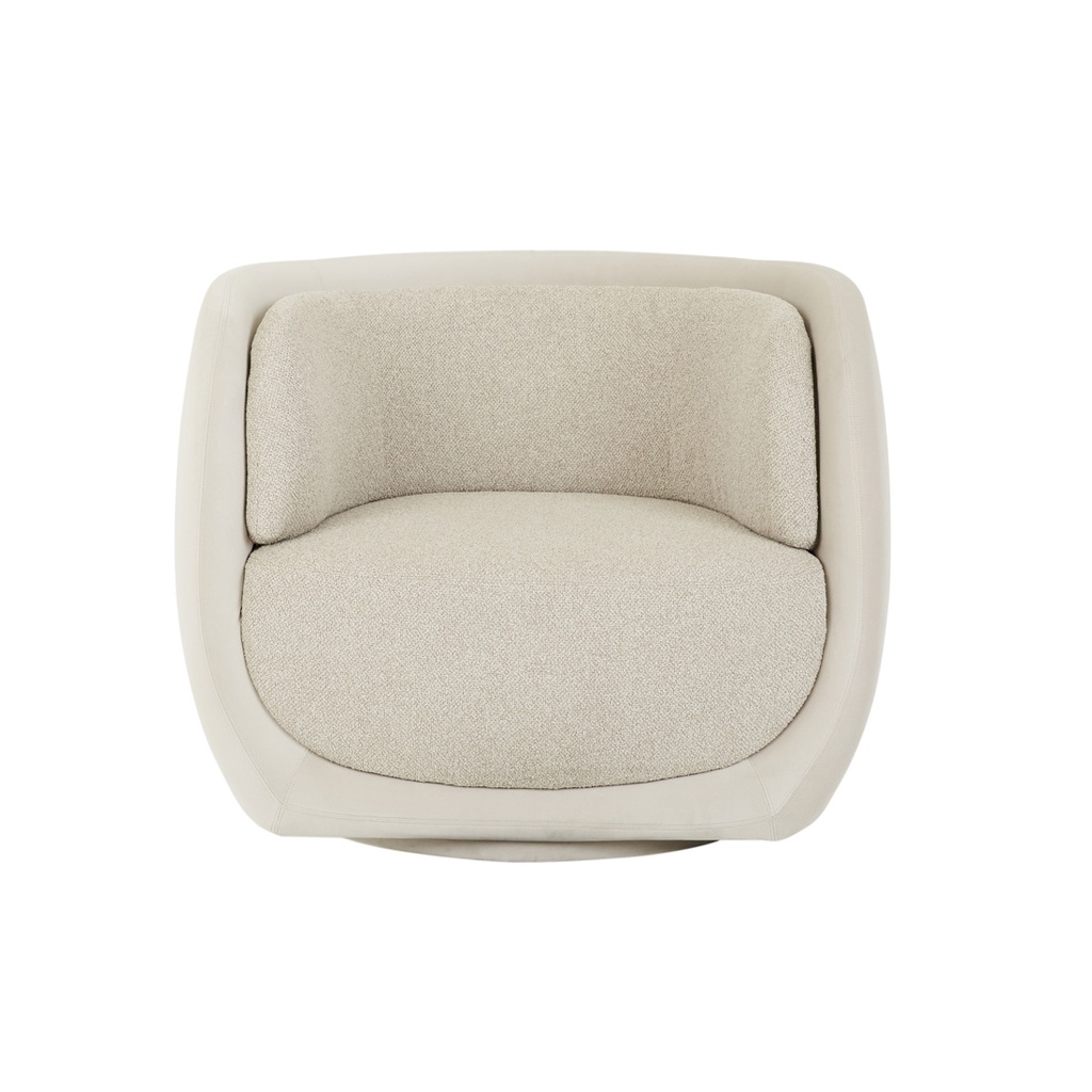 [MARA-SWIVEL-OCCASIONAL-CHAIR-SUGAR-VELVET-MALT-BOUCLE-CH-MARA-OCC] Mara Swivel Occasional Chair - Sugar Velvet - Malt Boucle