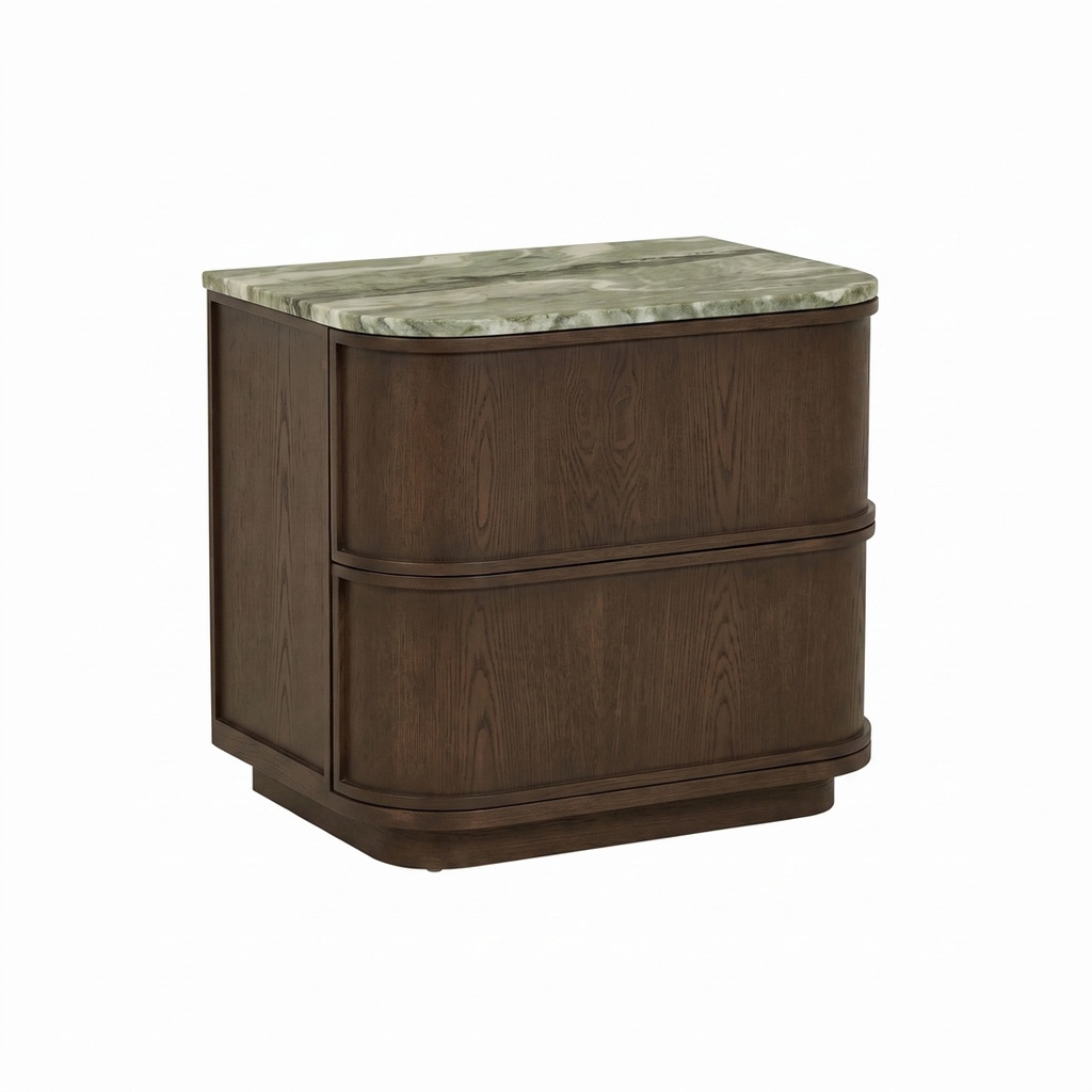 [MILLER-MARBLE-2-DRAWER-BEDSIDE-TOBACCO-ASH-MATT-WILD-SAGE-SIDE-MILL-2DW-MAR-MATT-WILD-SAGE] Miller Marble 2 Drawer Bedside - Tobacco Ash - Matt Wild Sage