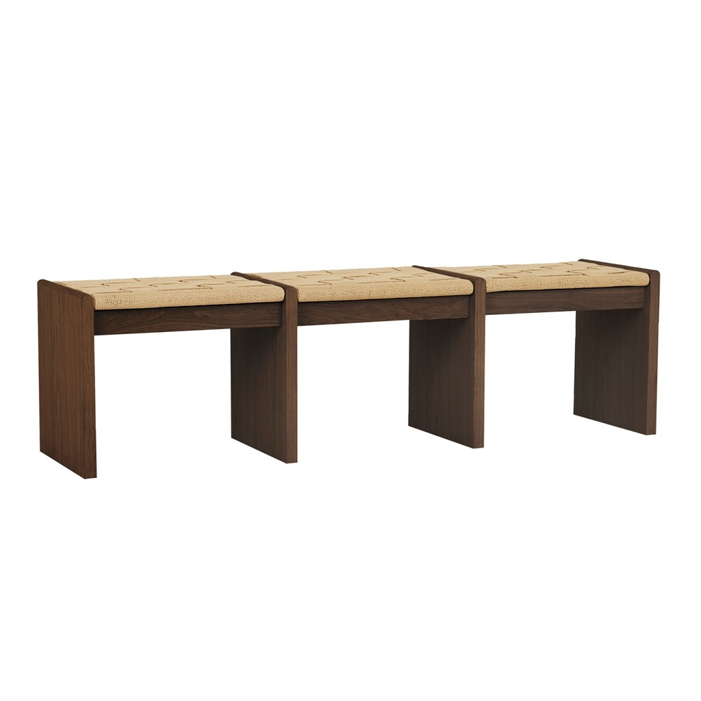 [ZURI-SLATTED-BENCH-SEAT-CHOCOLATE-OAK-NATURAL-PAPERCORD-BEN-ZURI-SLAT-NATURAL-PAPERCORD] Zuri Slatted Bench Seat - Chocolate Oak - Natural Papercord