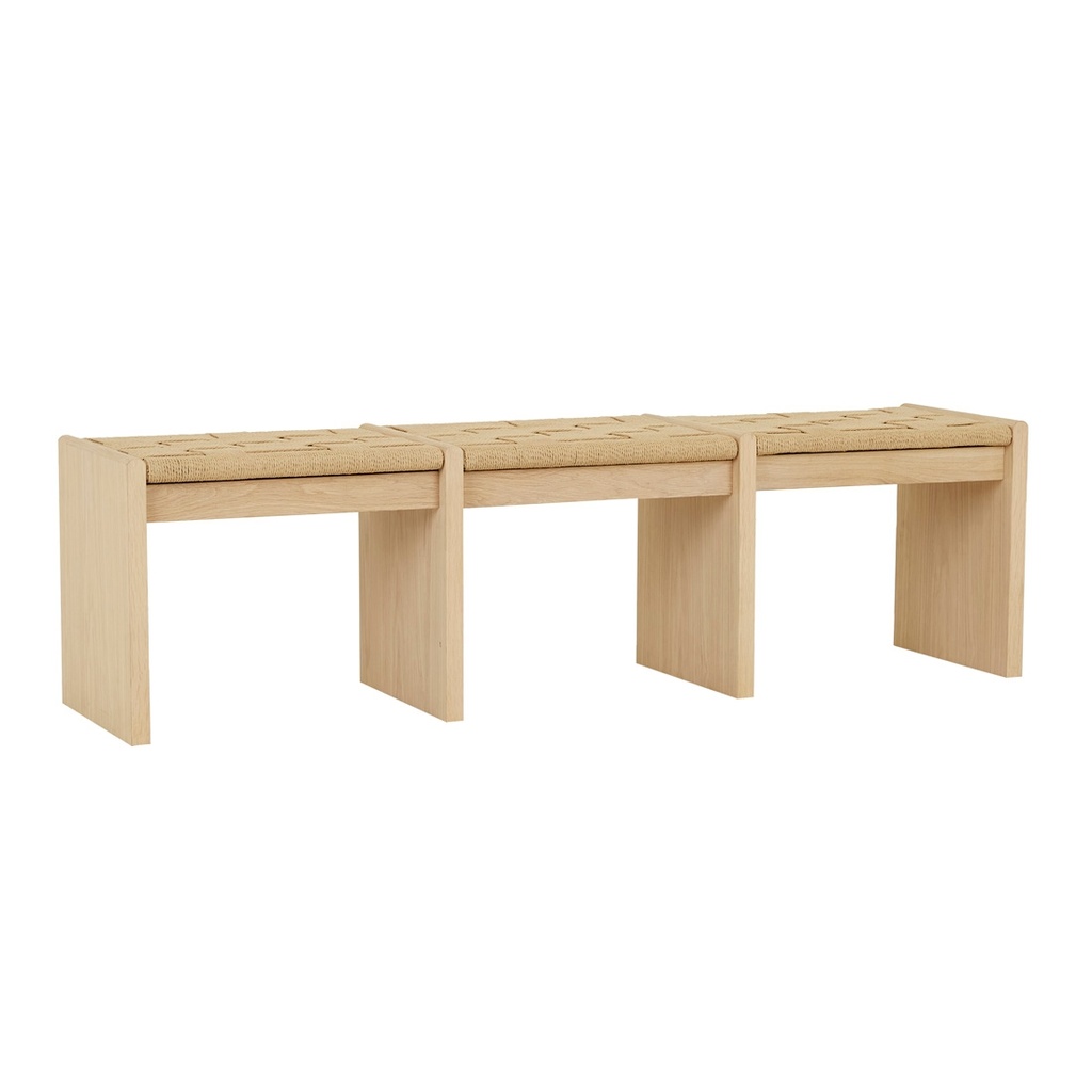 [ZURI-SLATTED-BENCH-SEAT-SATIN-OAK-NATURAL-PAPERCORD-BEN-ZURI-SLAT-SATIN-OAK-NATURAL-PAPERCORD] Zuri Slatted Bench Seat - Satin Oak - Natural Papercord
