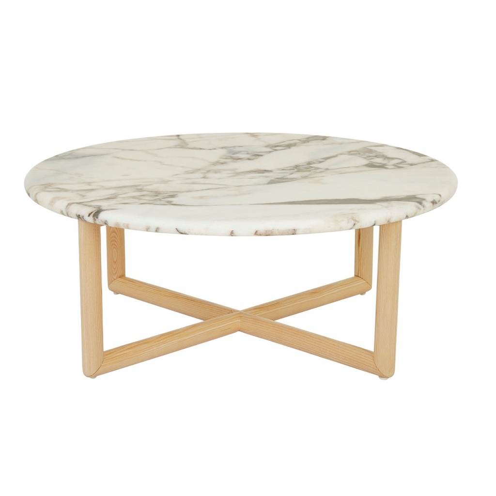 [CAMILLE-MARBLE-COFFEE-TABLE-MATT-OCEAN-MARBLE-NATURAL-ASH-CTO-CAMI-MAR-NATURAL-ASH] Camille Marble Coffee Table - Matt Ocean Marble - Natural Ash