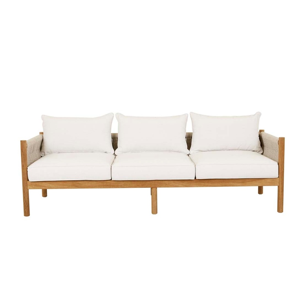 Cannes Rope 3 Seater Sofa - Sand - Natural Teak