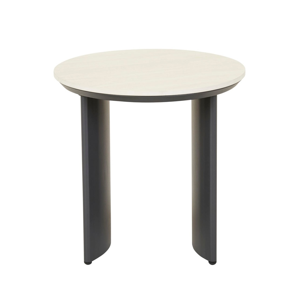 [CASPIAN-SIDE-TABLE-FAUX-WHITE-TRAVERTINE-IRON-STONE-LTO-CASP-IRON-STONE] Caspian Side Table - Faux White Travertine - Iron Stone