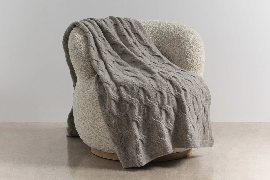 [8261695144176] Chunky Cable Italian Cashmere Throws