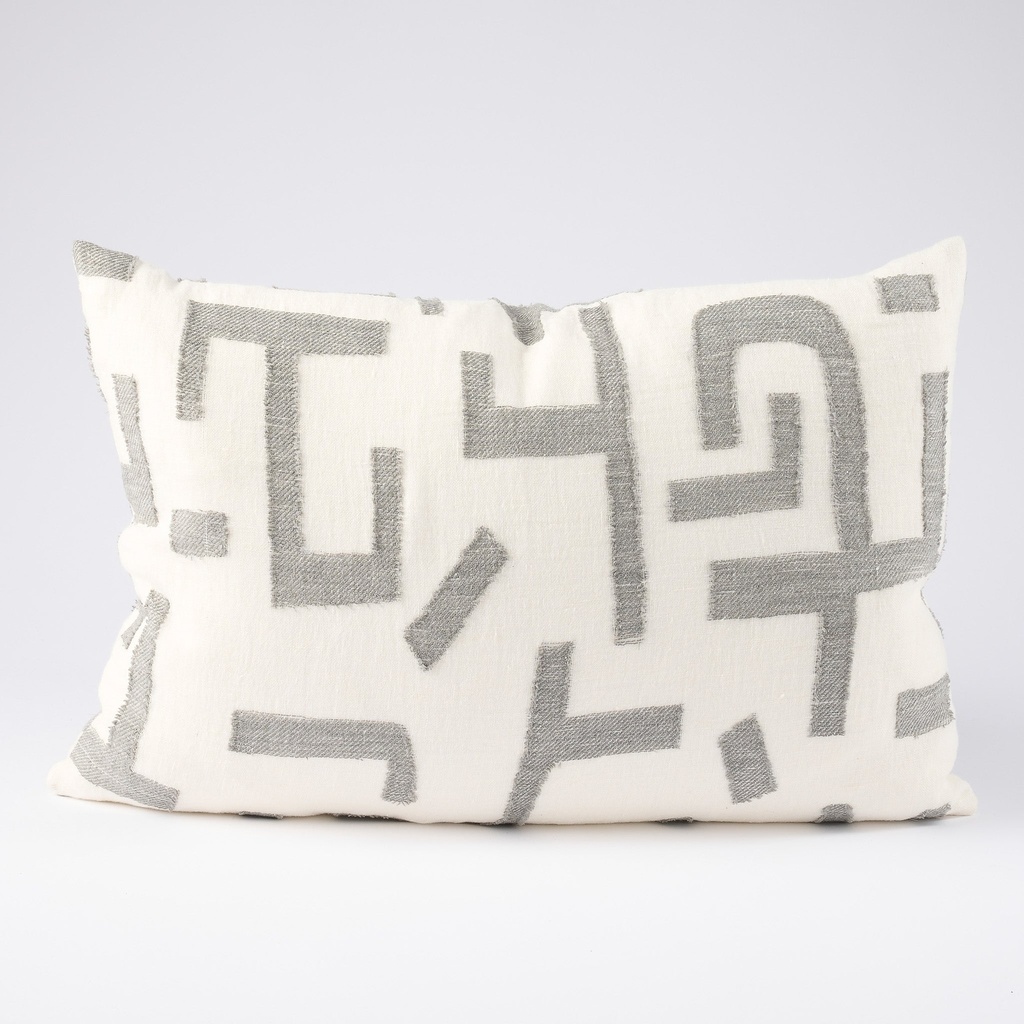 [8334571962608] Antico Linen Cushion White/Slate