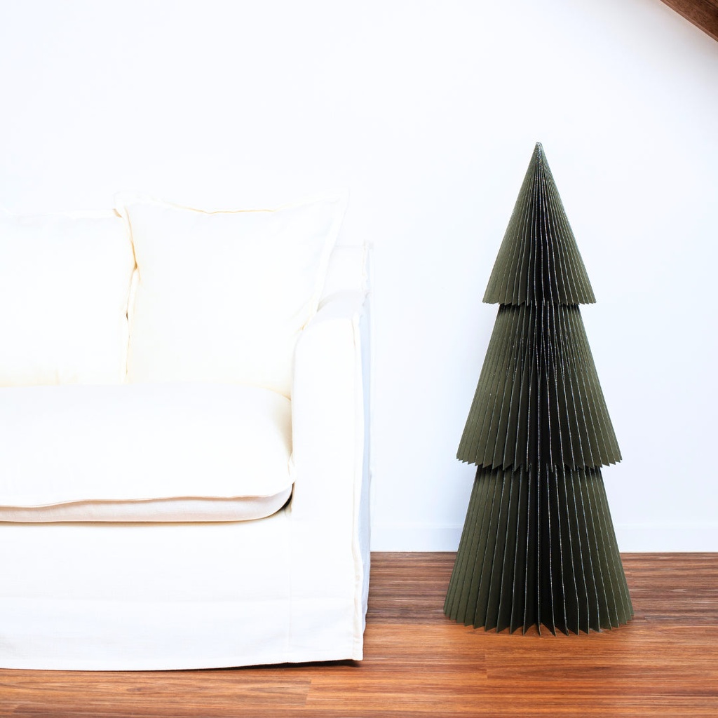 [9079988257008] Deluxe Paper Christmas Tree Olive/Glitter
