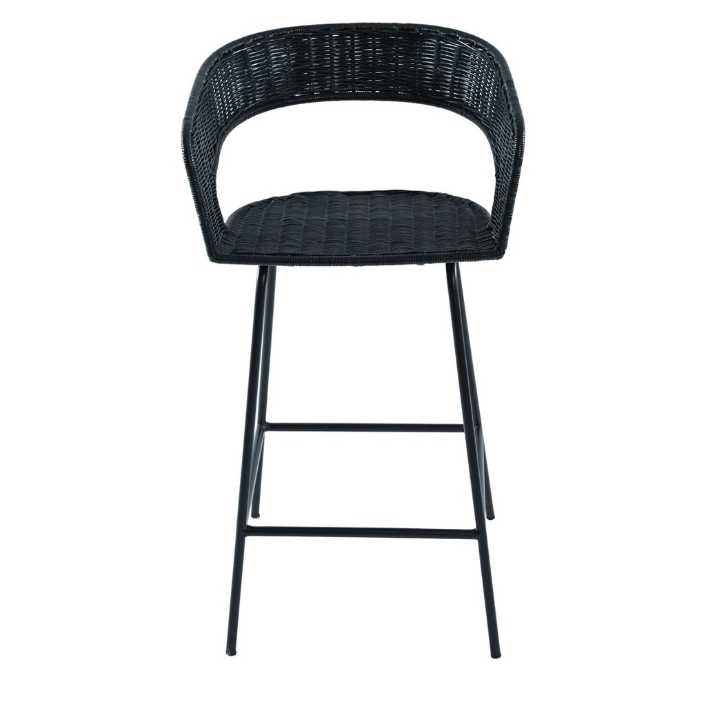 [CHARLOTTE-BARSTOOL-BLACK-RATTAN-BLACK-METAL-BS-CHAR-ARM-LW-BLACK-METAL] Charlotte Barstool - Black Rattan - Black Metal