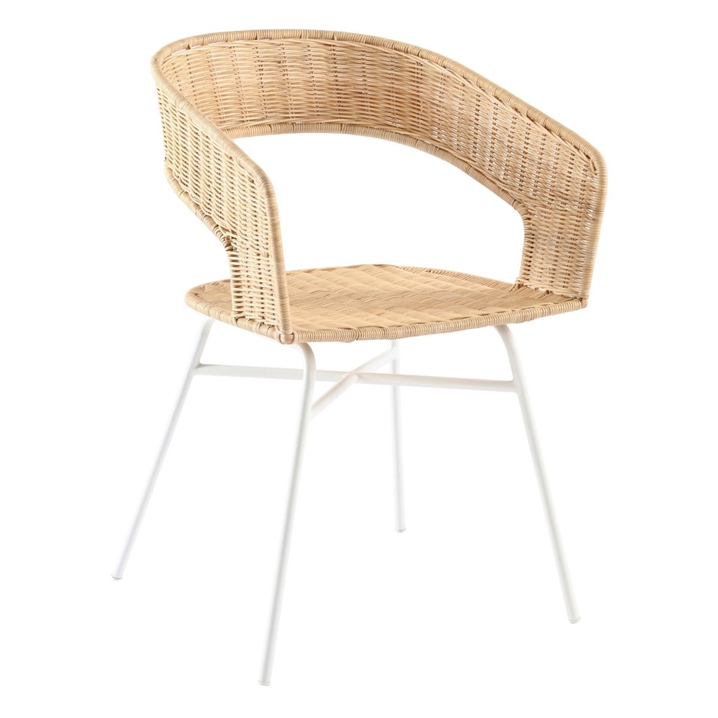 [CHARLOTTE-DINING-ARMCHAIR-NATURAL-RATTAN-WHITE-CH-CHAR-ARM-WHITE] Charlotte Dining Armchair - Natural Rattan - White